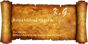 Kosztelny Gyula névjegykártya